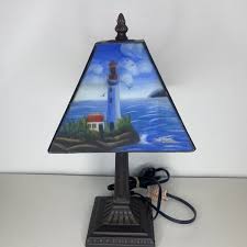 14” Tiffany Style Glass Lighthouse/Ocean/Nautica Desk Lamp | eBay