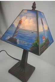 14” Tiffany Style Glass Lighthouse/Ocean/Nautica Desk Lamp | eBay