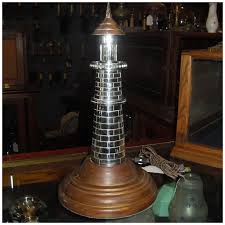 Nickel-Plate Over Bronze Lighthouse Lamp. For Sale at Ruby Lane