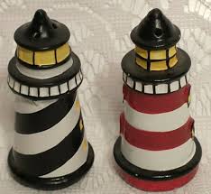 Lighthouse Salt Pepper Shakers Black White and Red White ...