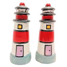 Kitchen | Lighthouse Salt Pepper Shakers Ceramic 4 Red White ...