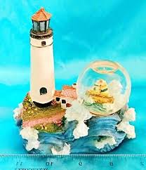 BEAUTIFUL! Lighthouse Sculpture Water Globe Ocean Boat | eBay
