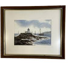 Original Watercolor Waterfront Wally Bilyeau 20th Century ...