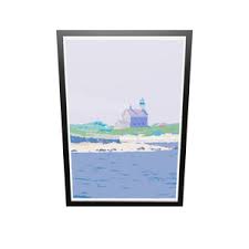 Block Island North Light Art Print 36" x 53" Framed Travel ...
