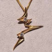 Jewelry | Yellow Gold Lightning Pendant With Natural ...