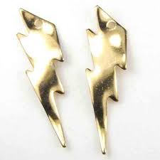 Gold Plate 25x7MM Wavy Lightening Bolt