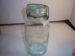 PA4 - 1890's Trade Mark Lightning Aqua Quart Fruit Jar 8 1/8 ...