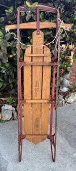 Old Vintage Large American Flyer 60 Snow Sled Sledding Oak Wood Original Decals | eBay