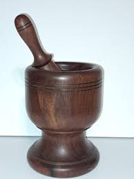 Mortar & Pestle Mahogany Wood Spice Crusher Huge Heavy Hand ...