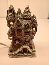 CERAMIC HAUNTED CASTLE LAMP~ Hand Painted w ...