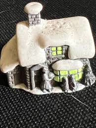 Miniature Winter Shop Figure Solid Metal Cast Ornament Snow ...