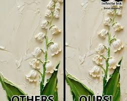 Textured Lily of the Valley Canvas Digital Print - Vibrant Floral Wall Art for Home Decor, Large Statement Piece, Vintage Style - ART#II068 - Etsy