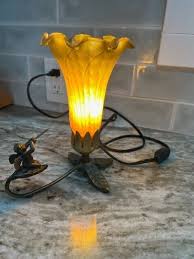 Vintage Tulip Accent Table Lamp With Cherub Trumpet Base | eBay