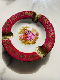 Ashtray, Vintage Limoges Ashtray Dish, Pink & Gold Ceramic ...