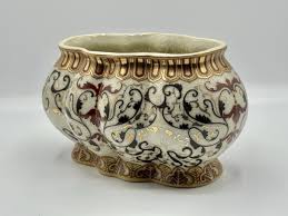 Vintage Amita Porcelain Planter Ivory Gold Rust Tan | eBay