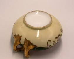 Vintage Hand Painted Porcelain Bowl With Gold Gilt Handles - Etsy