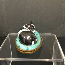 Sold at Auction: French Limoges Cat Trinket Box Signed MC