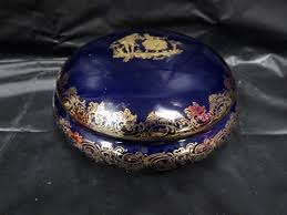 LIMOGES FM LARGE ROUND DRESSER JAR - BLUE VICTORIAN PATTERN - REALLY PRETTY | eBay