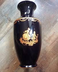 Mid-Century Limoges Blue Cobalt Vase in 22k Gold, France ...