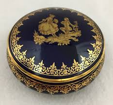 Vintage Porcelaine d'Art Limoges France Cobalt Blue Gold Jewelry Trinket Box | eBay