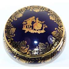 Vintage Cobalt Blue Royal Limoges France 22-Karat Gold Trinket Boxes Set - 3 Pieces | Chairish