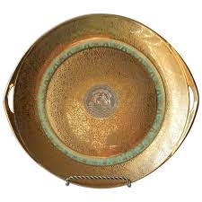 Gold Platinum Encrusted Porcelain 1930s Dessert Serving Plate Platter - Ruby Lane