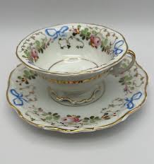 VISTA ALEGRE TEACUP Saucer Rare Blue Pink Bows Floral ...