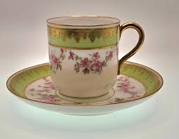 Antique Limoges Demitasse Cup and Saucer by D & C. Green, Gold and Pink | eBay