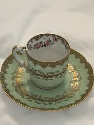 Antique Haviland Limoges Pink Rose Garland Green Gold Demitasse Cup & Saucer | eBay