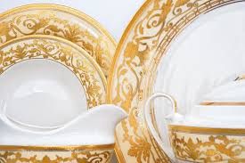 143pcs Embossed Gold Ceramic Dinner Sets - Luxury Porcelain