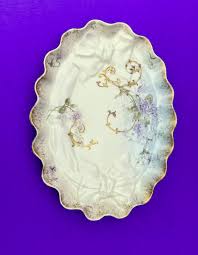 Antique Limoges Vanity Tray: Hand Painted Violets, Gold ...