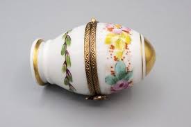 Limoges France Porcelain Trinket Box Rose Flower Green ...