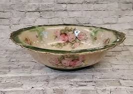 Vintage Handpainted Floral Gold Trim 18" Fruit Bowl | eBay