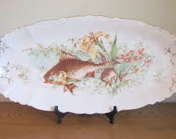 Vintage Hand-painted Oval Fish Platter and Plates Limoges ...