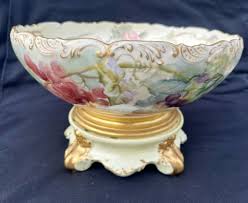 T&V Limoges Pedestal Punch Bowl W/Stand 13” Round ...