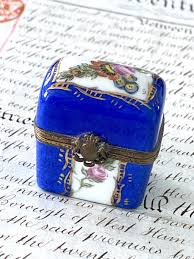 Vintage Limoges France Peint Main Chest Trinket Box 2 Glass ...