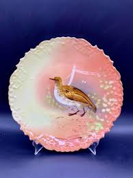 ANTIQUE LIMOGES PLATE PLAQUE BRIGHT GAME BIRD PHEASANT QUAIL ...