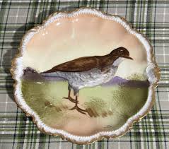 ANTIQUE LIMOGES GAME PLATE PLAQUE BIRD GOLD RIM SIGNED ...