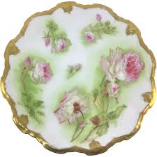 Coronet Limoges Antique Plate Pink and White Roses. For ...
