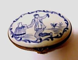 VINTAGE FRENCH LIMOGES PORCELAIN TRINKET BOX-"THE WINEMAKERS ...