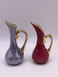 Vintage Miniature MCM Pitcher Japan Laquer Gold Trim ...