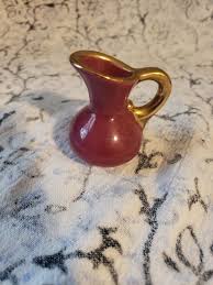 USA Pottery Miniature Mini Burgundy Pottery Pitcher 2.5" USA ...