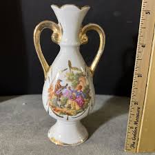 5” cream color with gold handles miniature vase with Victorian couple unmarked | eBay