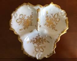 Vintage Birks Handpainted French White and Gold, Bows and ...