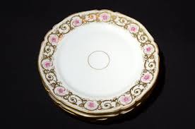 Antique Set of 4 Plate 7 1/4" Bone China Pink Flower Gold ...