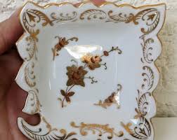 Small Vintage or Antique Porcelain Ring Dish | Square Dish ...