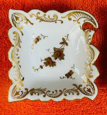 2 LOT VTG Hand Painted Original Japan D-54 Gold Trim Square ...