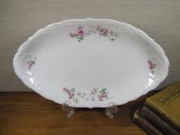 Vintage Porcelain Serving Platter - Pink Flowers - Embossed ...