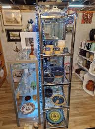 Tisbury Pottery by Kate Good, mainly blue glaze over biscuit coloured pottery. Practical and attractive.... Just in at The Phoenix Emporium