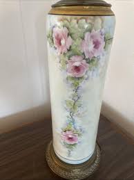 Antique / Vintage Hand Painted Limoges Style Porcelain Table Lamp Pink Roses 33" - Etsy
